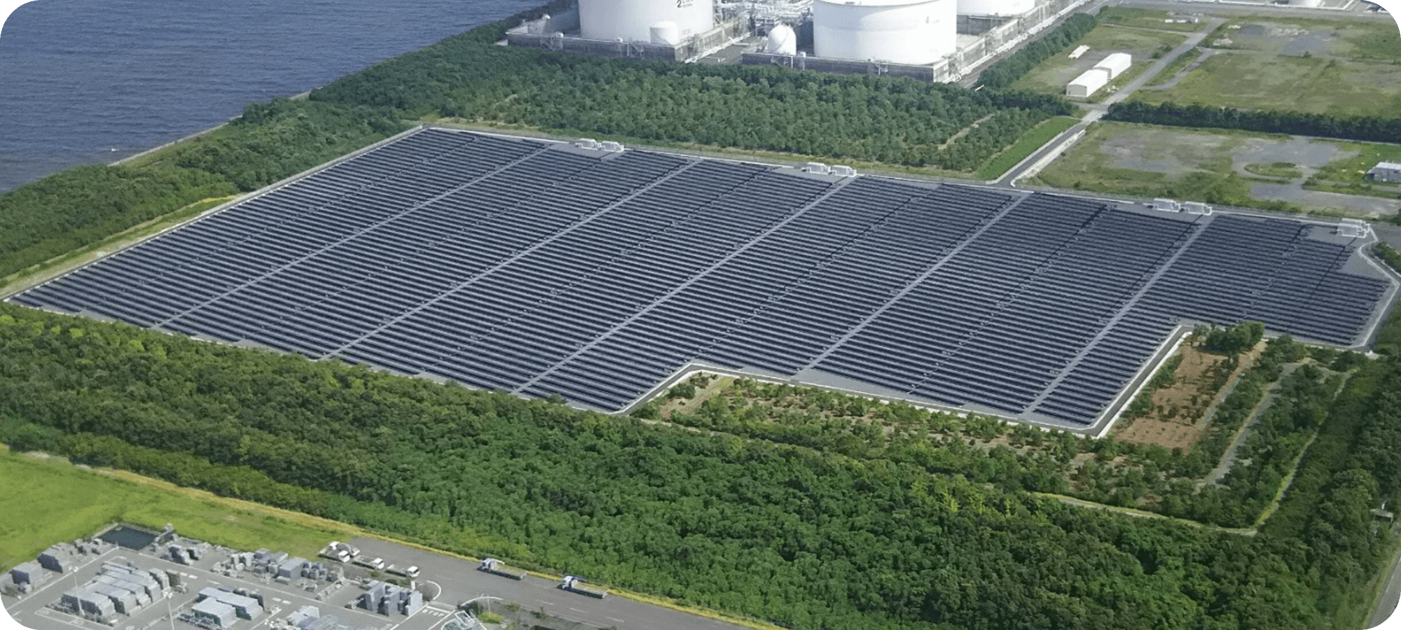 川越町内に立地する太陽光発電「メガソーラーかわごえ」