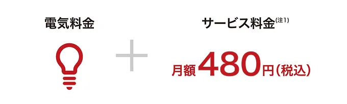 電気料金＋サービス料金（注1）月額480円（税込）