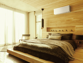 「ヒートポンプ式温水床暖房のある睡眠環境イメージ写真